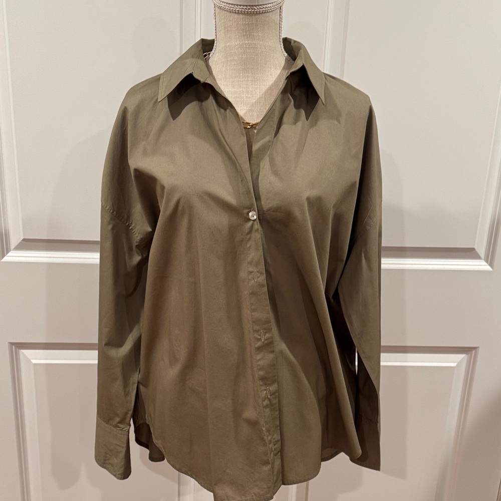 Olive Green Button-Up Shirt